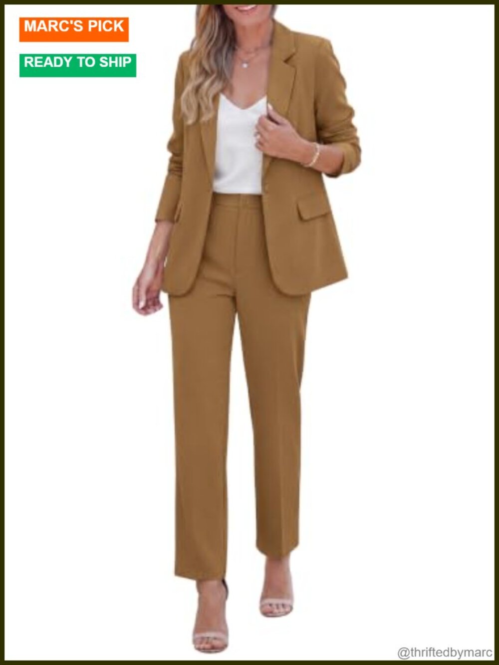 2 Piece Pant Suit Set for Women Dressy Professional Blazer Trousers